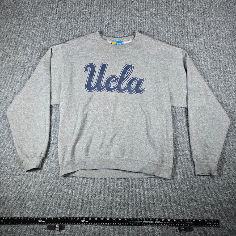 UCLA Bruin Basic Threads Men's Crew Neck Sweater - Script Print - Gray - Large - Picture 5 of 16
